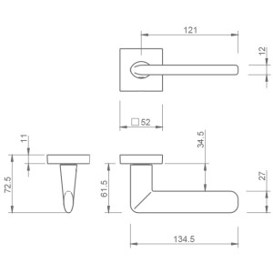 Klika TI-ELIPTICA-HR 3098Q 5S (Černá mat) - úzká rozeta 6 mm