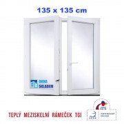 Dvoukřídlé Plastové okno | 135 x 135 cm (1350 x 1350 mm) | bílé |otevíravé i sklopné | pravé