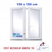 Dvoukřídlé Plastové okno | 150 x 150 cm (1500 x 1500 mm) | bílé |otevíravé i sklopné | pravé