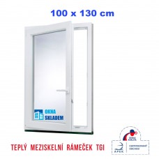 Plastové okno | 100x130 cm (1000x1300 mm) | bílé | otevíravé i sklopné | levé