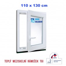 Plastové okno | 110 x 130 cm (1100 x 1300 mm) | bílé |otevíravé i sklopné | pravé