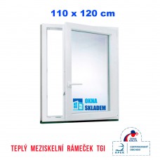 Plastové okno | 110 x 120 cm (1100 x 1200 mm) | bílé |otevíravé i sklopné | pravé