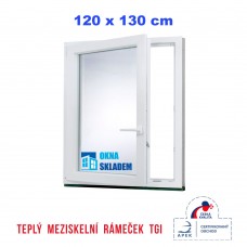 Plastové okno | 120x130 cm (1200x1300 mm) | bílé | otevíravé i sklopné | levé