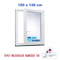 Plastové okno | 120 x 130 cm (1200 x 1300 mm) | bílé |otevíravé i sklopné | pravé