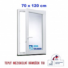 Plastové okno | 70 x 120 cm (700 x 1200 mm) | bílé |otevíravé i sklopné | pravé
