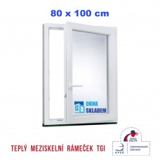Plastové okno | 80 x 100 cm (800 x 1000 mm) | bílé |otevíravé i sklopné | pravé
