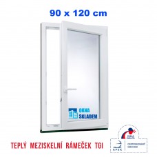 Plastové okno | 90 x 120 cm (900 x 1200 mm) | bílé |otevíravé i sklopné | pravé
