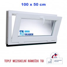 Plastové okno | 100 x 50 cm (1000 x 500 mm) | bílé | sklopné