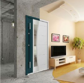 vizualizace rekonstrukce bytu s moderními dveřmi